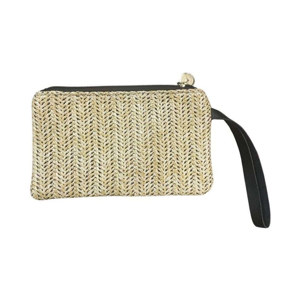 Minimalist Straw Bag Pouch With Wristlet Zipper